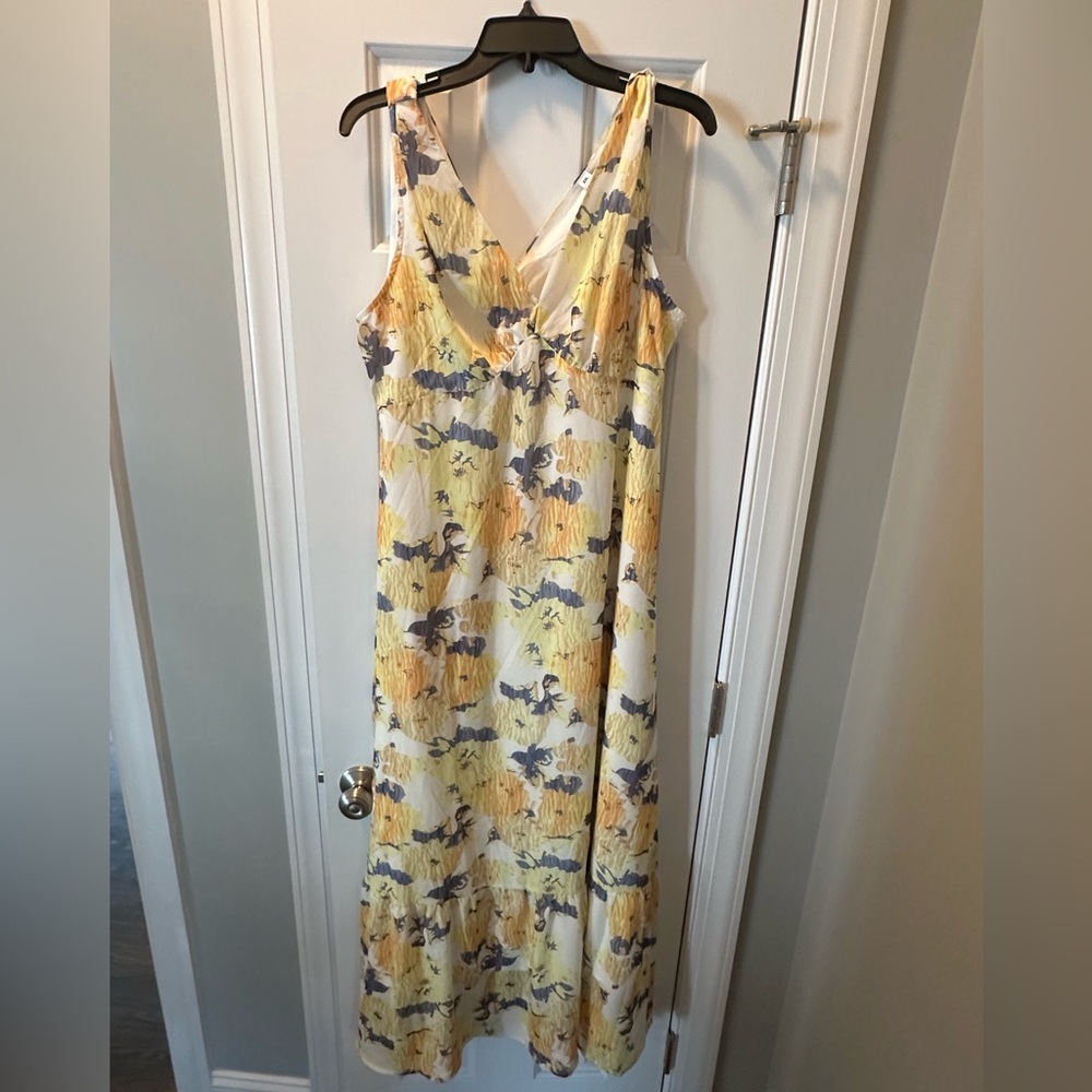 Yellow and gray floral dress